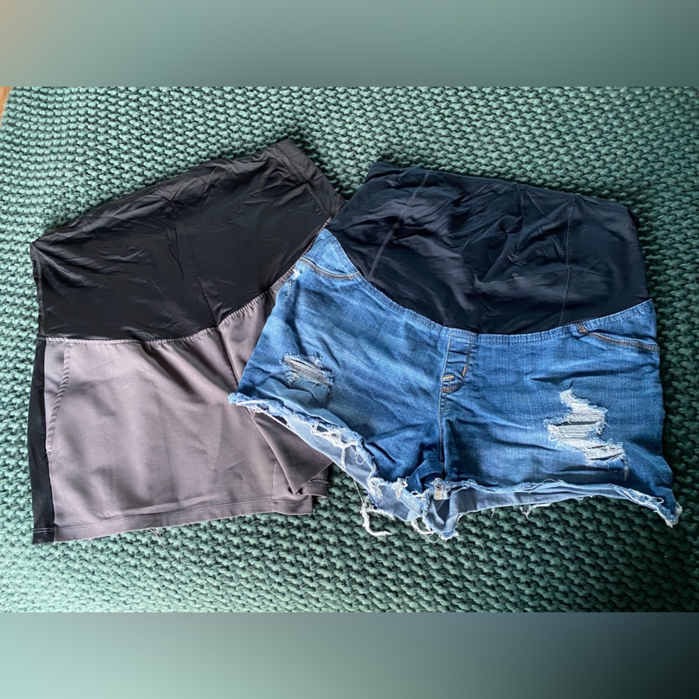 Two pairs of maternity shorts